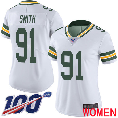 Green Bay Packers Limited White Women 91 Smith Preston Road Jersey Nike NFL 100th Season Vapor Untouchable